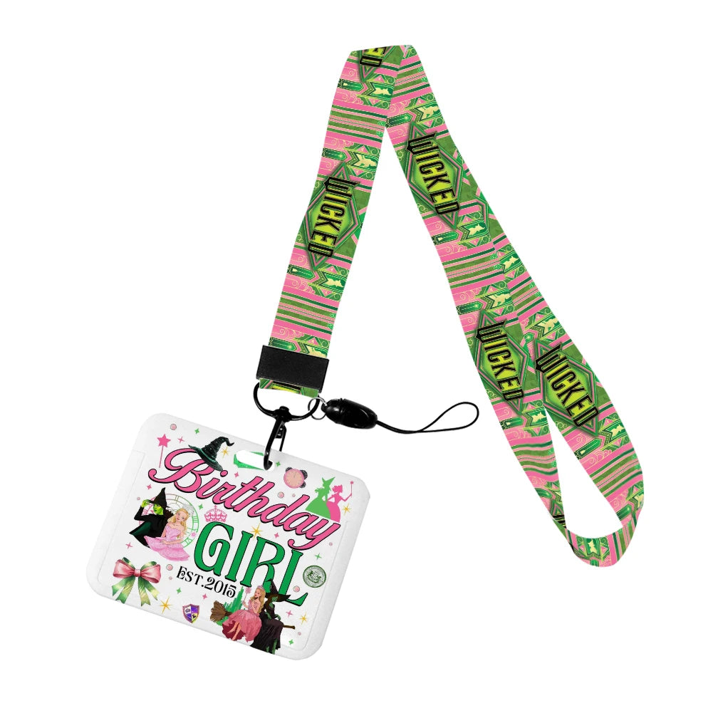Wicked Glinda and Elphaba Women Lanyards ID Badge Holder Strap Work Card Bus Access Card Holder Keychains Accessories - YourGiftIdeasUK