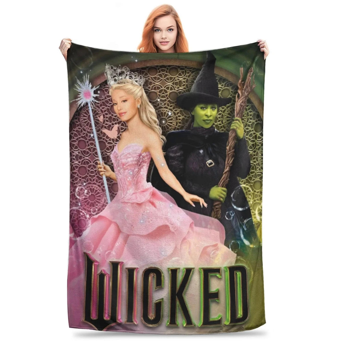 Wicked Elphaba & Glinda Tonal Blanket Magic Movie Flannel Throw Blankets Bedspreads Printed Soft Warm Multifunction Quilt - YourGiftIdeasUK