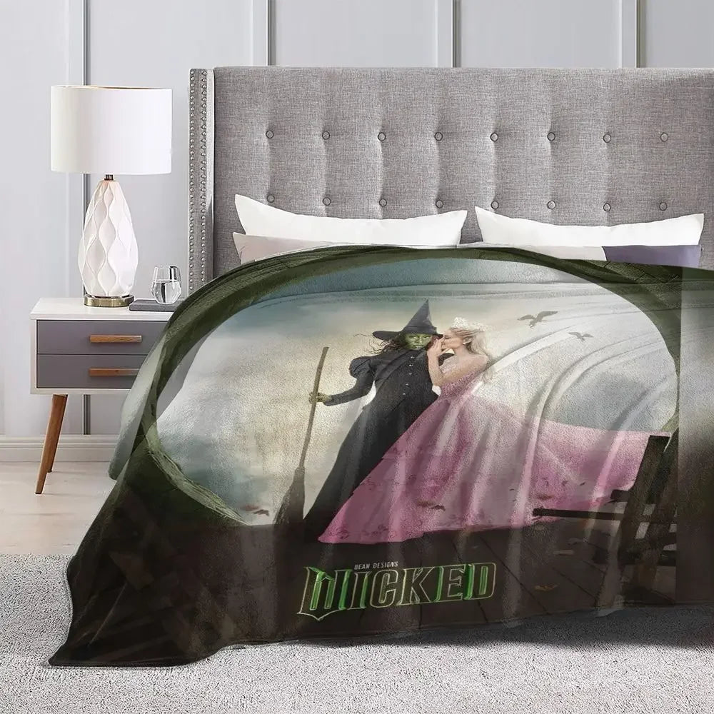 Soft Blanket Travel Wicked Elphaba & Glinda Tonal Throw Blanket Magic Movie Flannel Bedspread For Bedroom Aesthetic Bed Cover - YourGiftIdeasUK