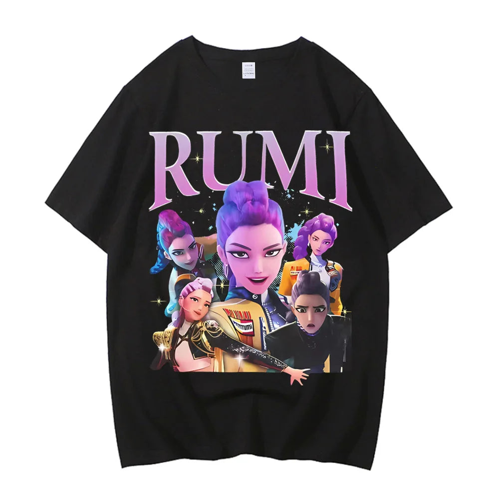 2025 Hot Cartoon KPop Demon Hunters Tiger T-shirt Harajuku O-neck Casual Shirt High Quality T Shirt Y2k Streetwea
