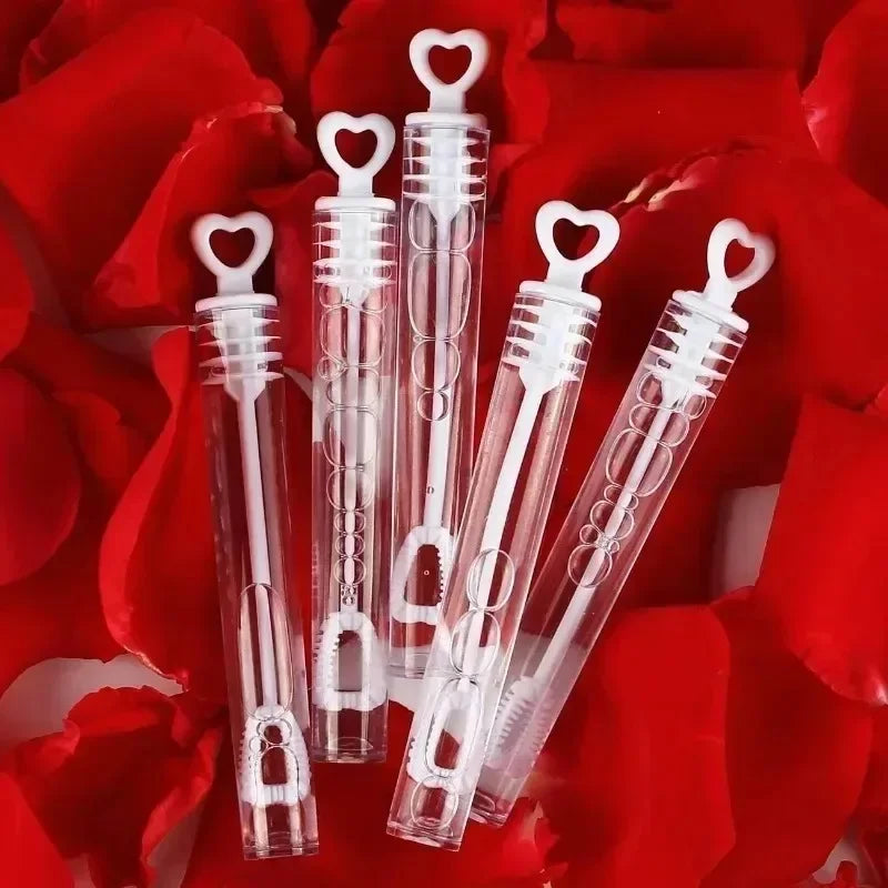 100/10pcs Love Heart Wand Tube Clear Empty Bubbles Soap Bottles with Heart Handle Wedding Gifts for Guests Party Decor Kids Toys