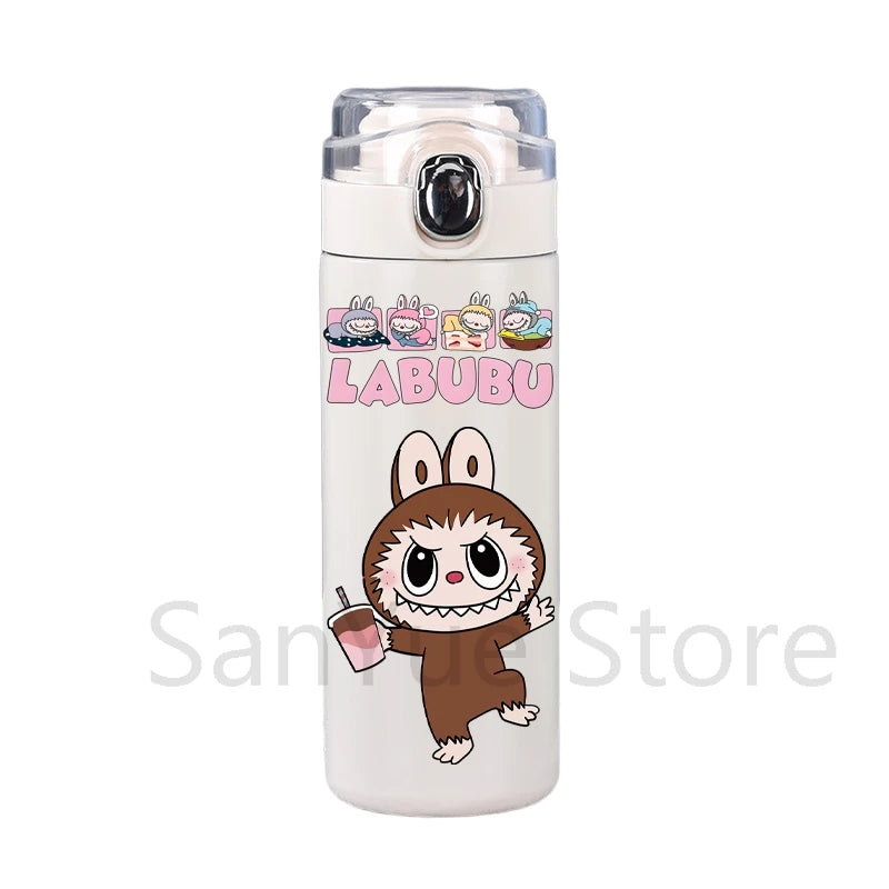 400Ml Water Bottle Cartoon Printed Thermos Cup Pocket Stainless Steel Thermal Coffee Mug Vacuum Insulated Flask Cup Kid Gift