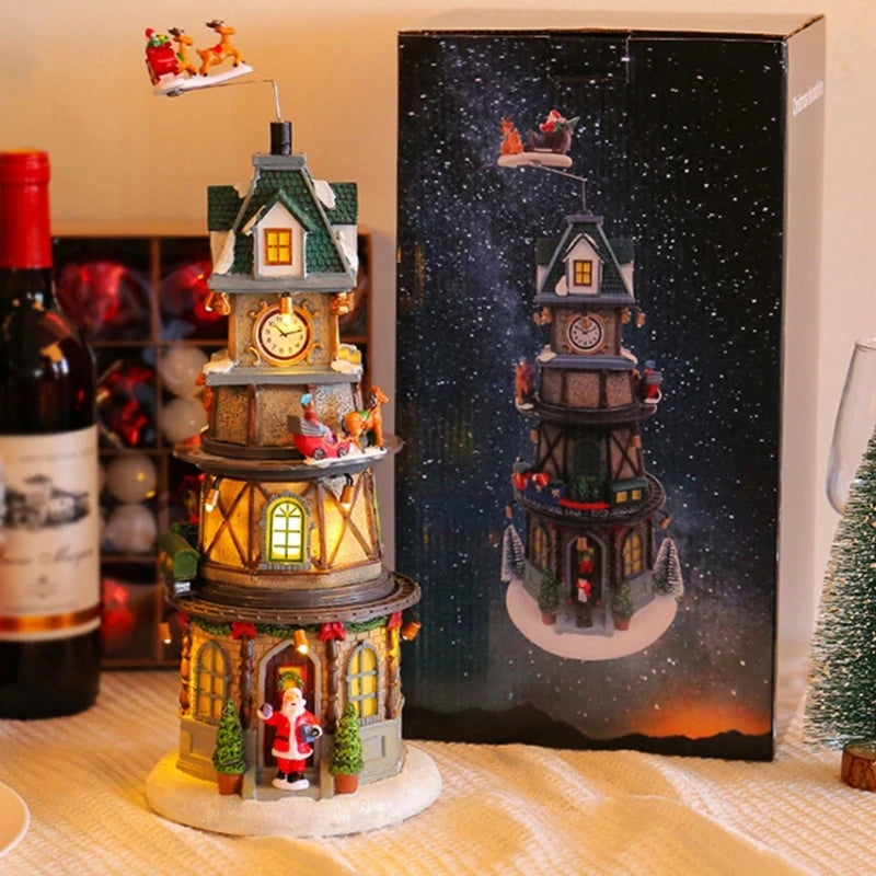 Delicate Christmas Music Box House Figurine with Led Light - YourGiftIdeasUK