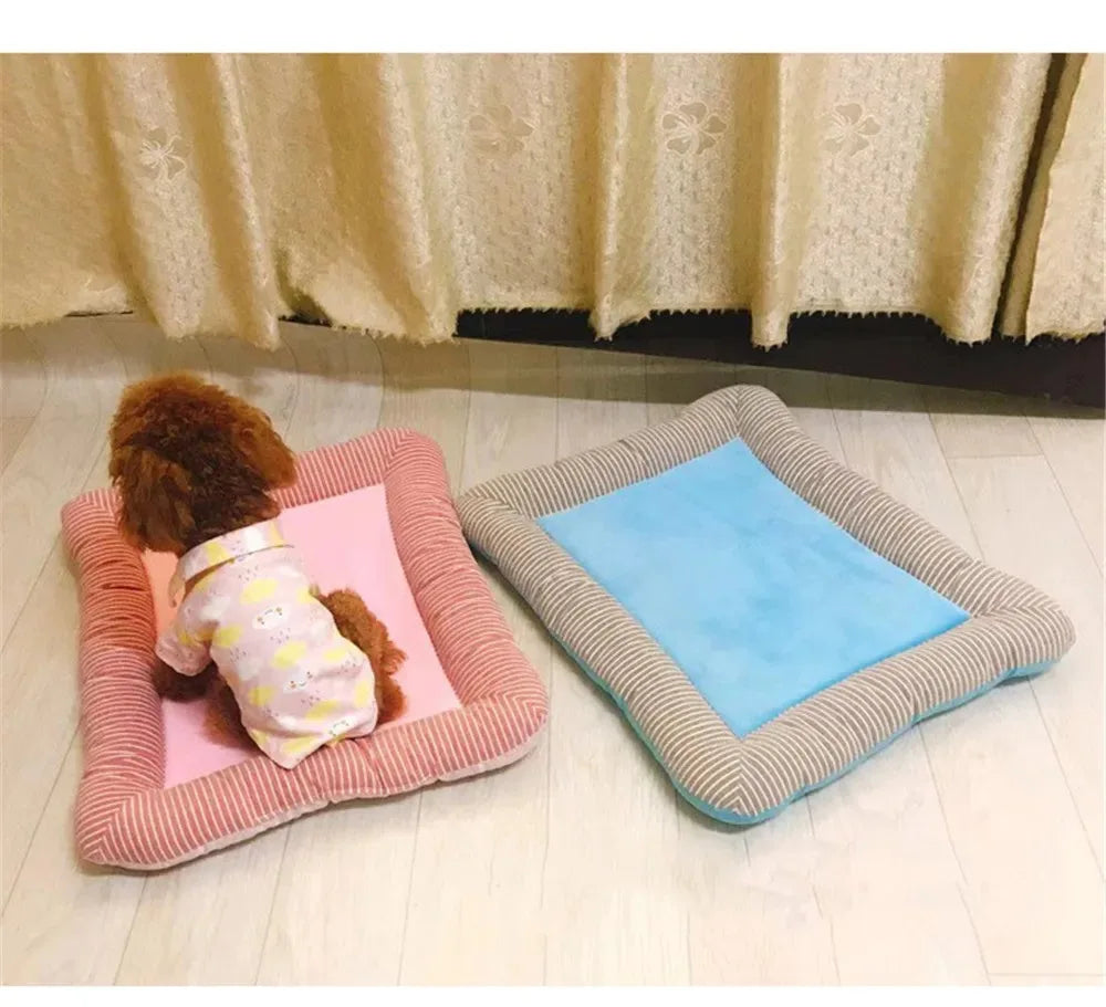 CoolPaw Retreat: Cozy Bed & Accessory Basket