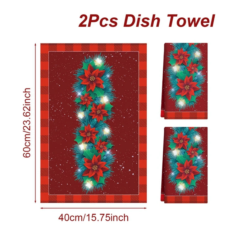 2pcs Christmas Kitchen Towels Merry Christmas Party Decoration 2025 Xmas Santa Claus Dish Towel Navidad Natal New Year Gift 2026 - YourGiftIdeasUK