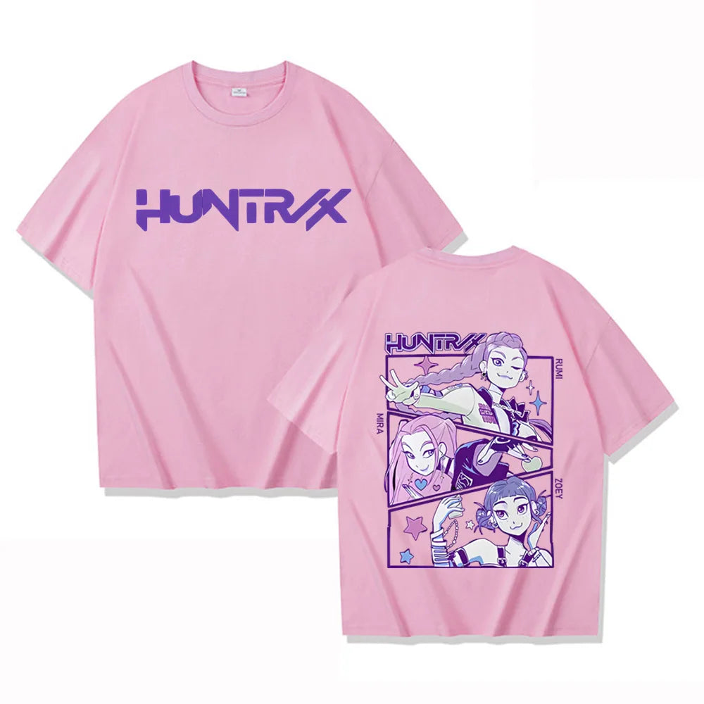 KPop Demon Hunters Huntrix Tees High Quality Cotton Short Sleeve Tshirts Women Men Clothing Streetwear Graphic Print T-shirts