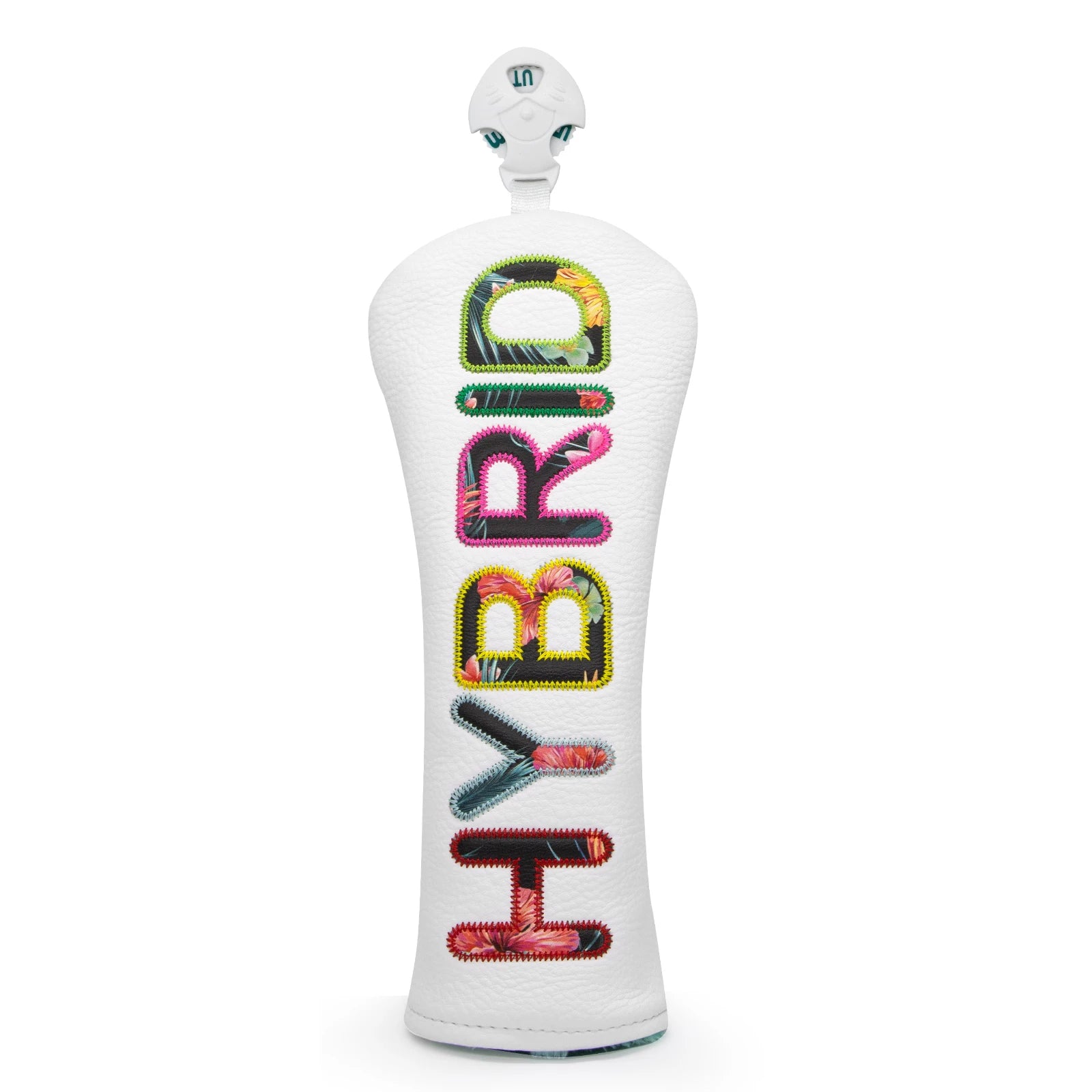 White Premium Leather Golf Head Cover Elegant Embroidery High Quality Golf Club Driver Head Covers  Fariway Wood Covers Hybrid