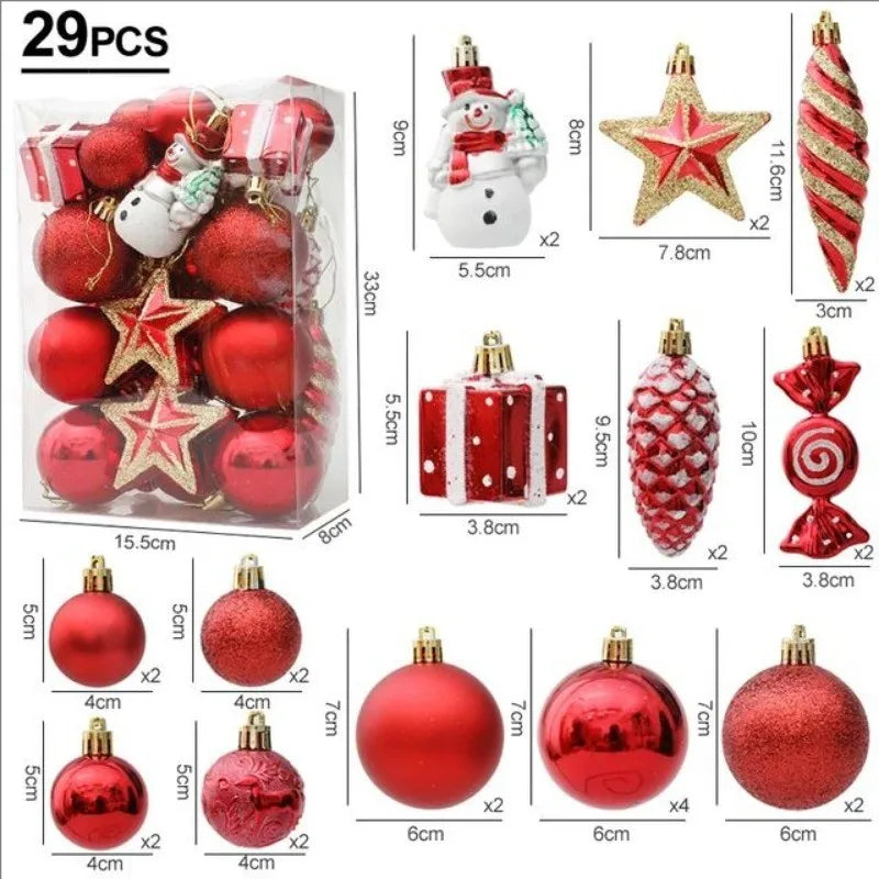 20/29pcs Christmas Ball Decoration Hanging Christmas Tree Pendant Ornaments For Home Gifts Accessories