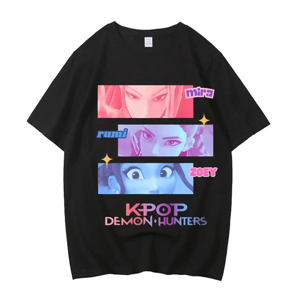 2025 Hot Cartoon KPop Demon Hunters Tiger T-shirt Harajuku O-neck Casual Shirt High Quality T Shirt Y2k Streetwea