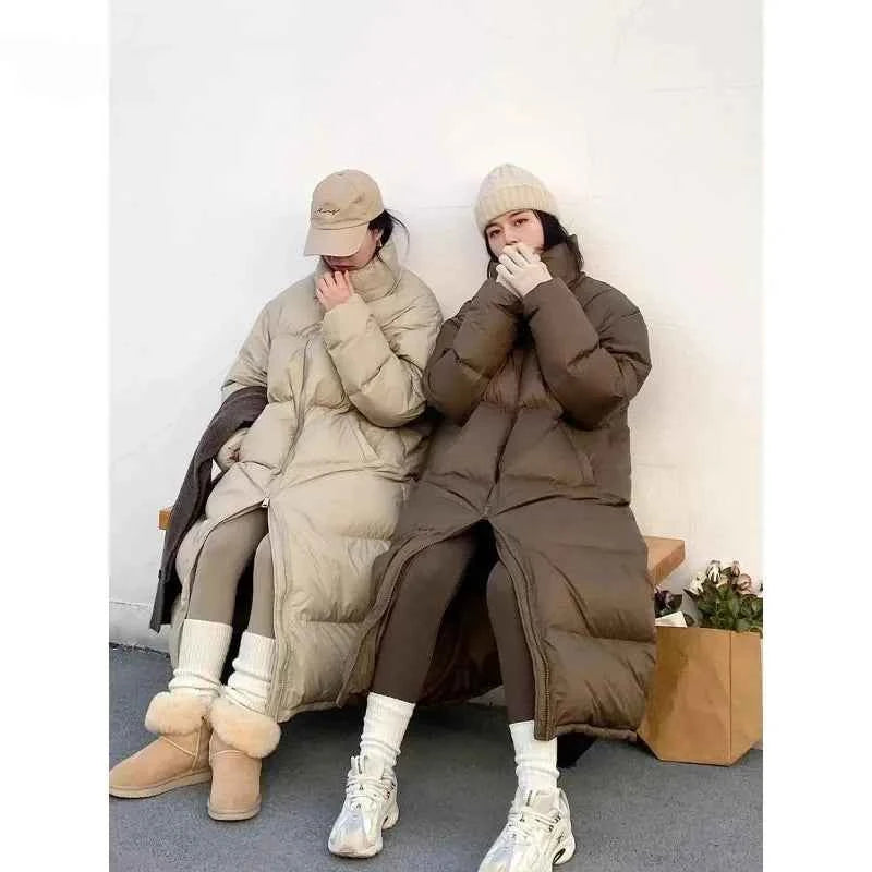 CHIC VEN Women Down Coats New Long Thick Warm Down Jackets Overcoat White Duck Down Loose Casual Jacket Autumn Winter 2023