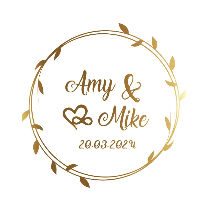 Custom 50pcs Round Gold Foil Clear Label Stickers Wedding Party Envelope Gift Bag Candles Box Pack Cookie Thank You Stickers