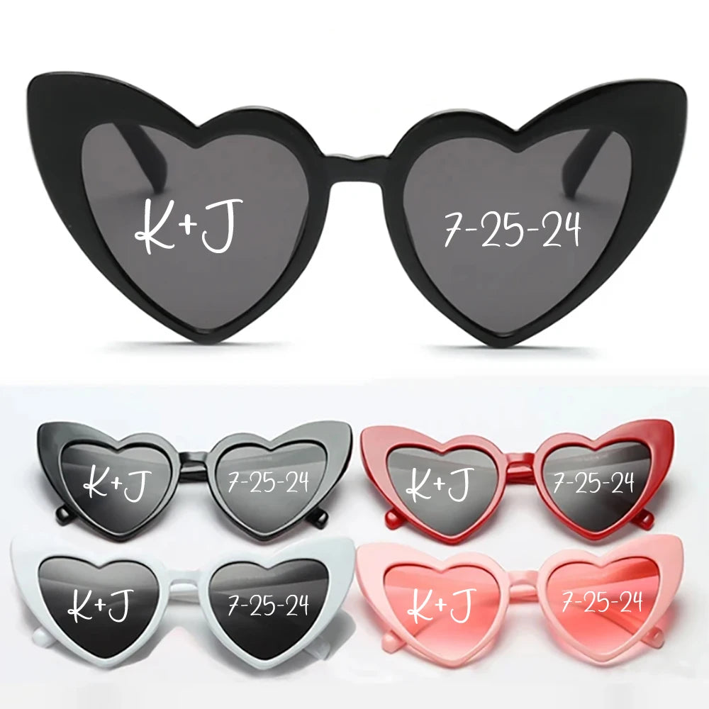10Pcs Personalized Heart Shape Sunglasses Bridesmaid Gift Custom Bride To Be Sunglasses for Wedding Bachelorette Party Favors