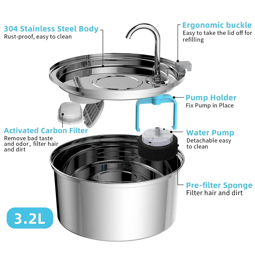 AquaPaws 7L Silent Pet Water Fountain