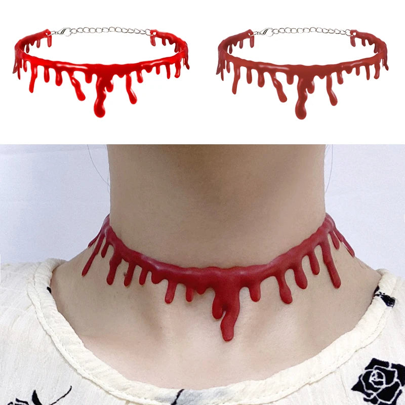 Halloween Decoration Bloody Necklace Horror Dripping Blood - YourGiftIdeasUK