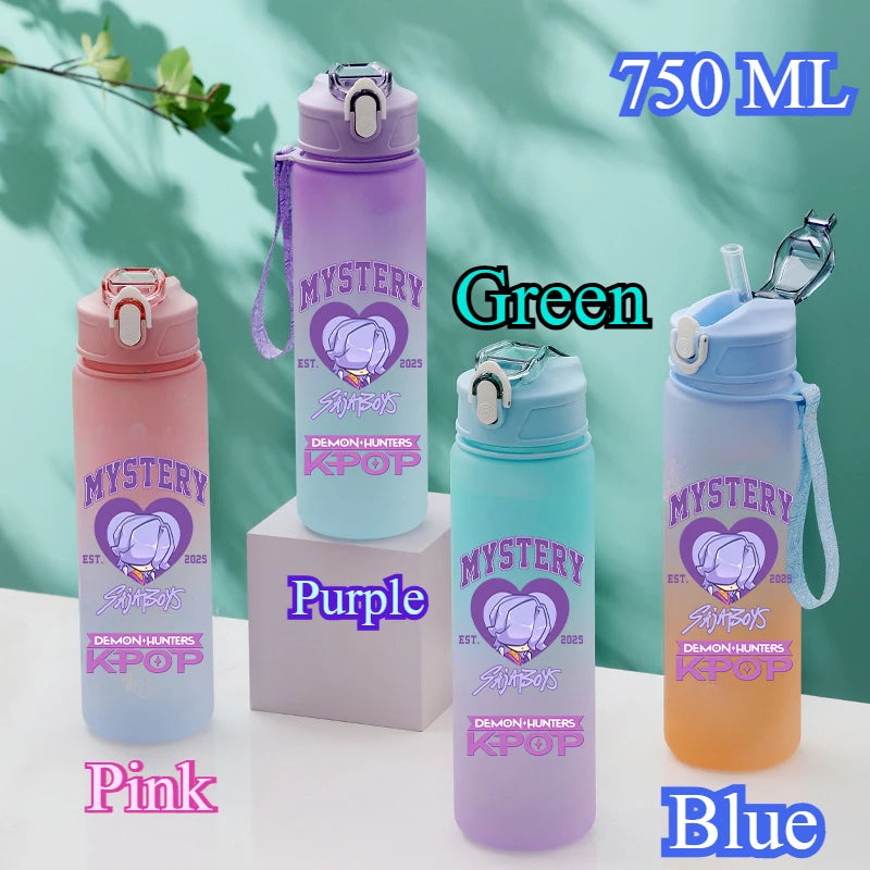 750ML KPop Demon Hunters Gradient Color Water Cup HUNTR/X Rumi Mira Zoey Jinu Drinking Bottle Saja Boys Tiger Kid Birthday Gift - YourGiftIdeasUK