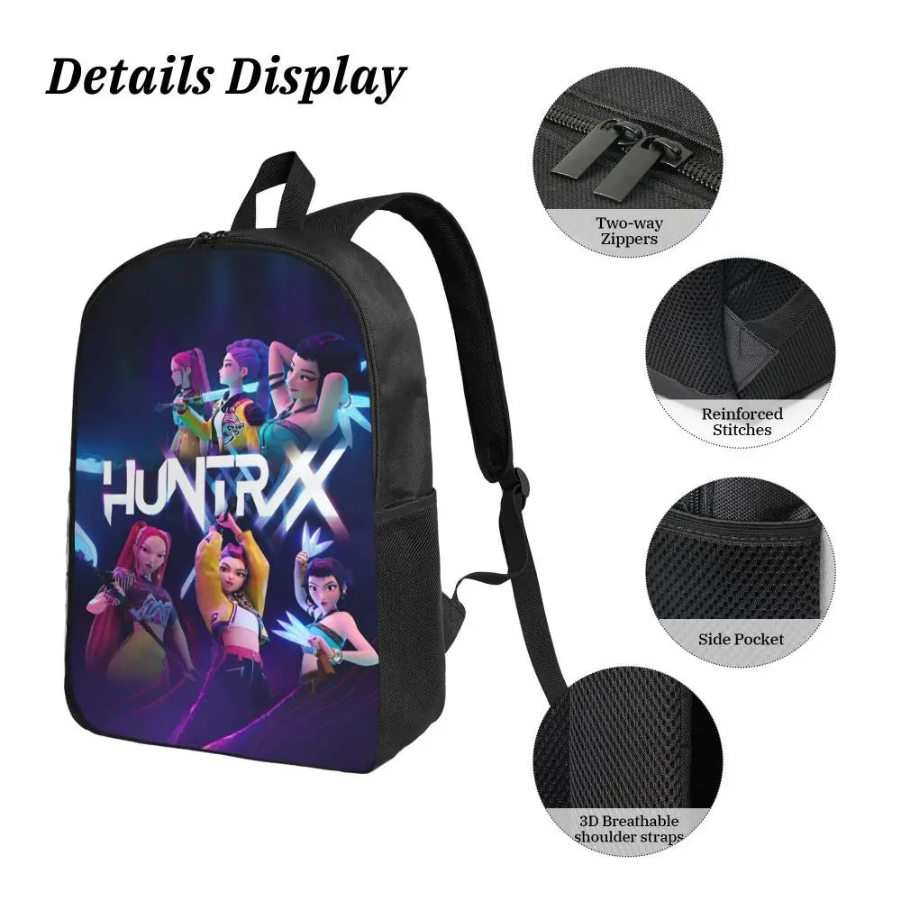 3Pcs Kpop Demon Hunters Huntrix  Backpack Set for Kids Pencil Boxes Bookbag Sets with Lunch Box For School Students Knapsack