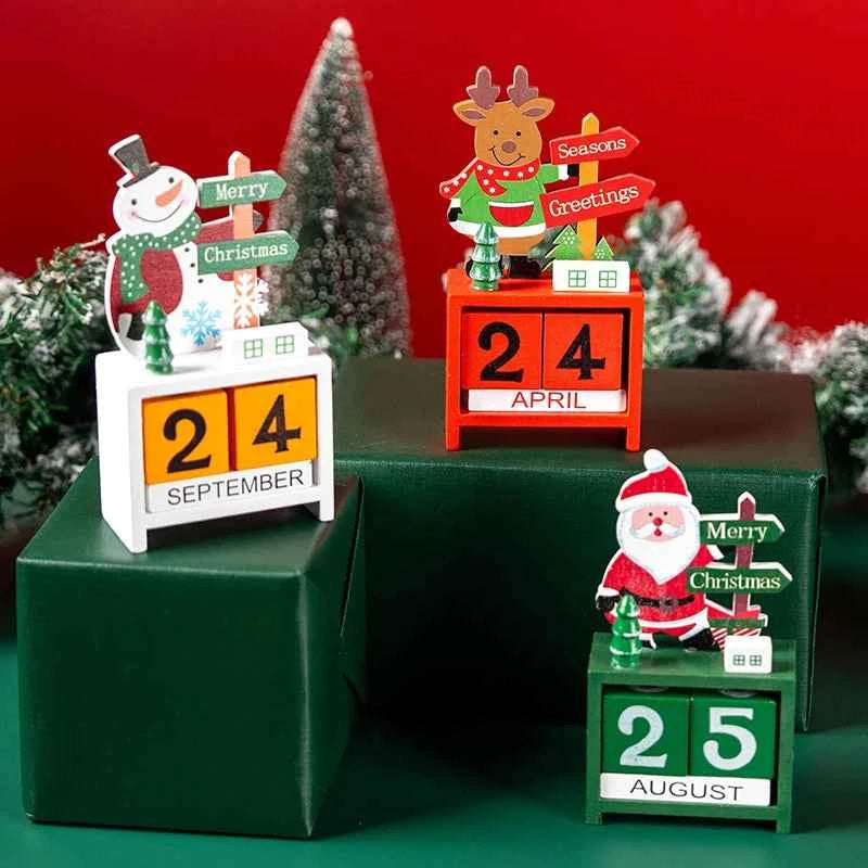 Christmas Advent Calendar Christmas Decorations Cute Snowman Elk Santa Claus Calendar Desktop Ornament New Year Gift Navidad