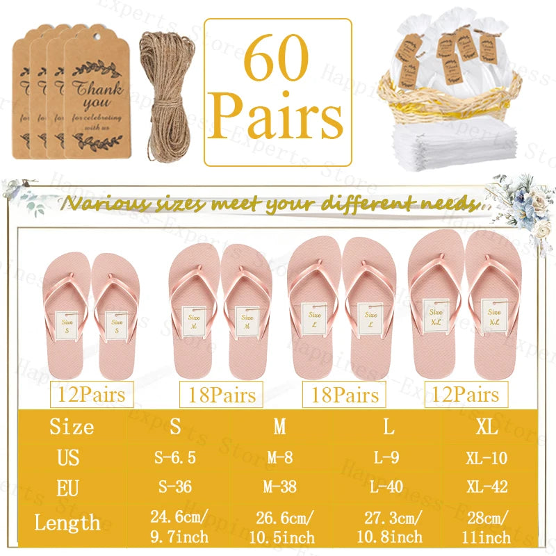 10-72Pairs Flip Flops for Wedding Guests Sandals Slippers with Cards  Bags Woman Men Wedding Favors Hen Beach Pool Party