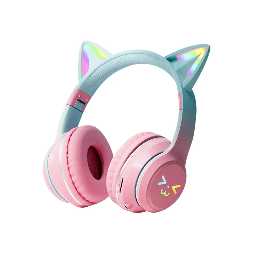 RGB Cat Ear Wireless Headphones Glow with Microphone Stereo Music Sport Headset Gaming Headphones For Kids Girls Gifts - YourGiftIdeasUK