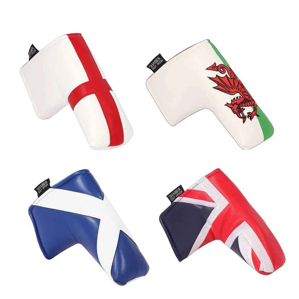 UK Union Jack Series Design PU Leather Applique Embroidered Strong Magnetic Closure Golf Blade Putter Head Cover