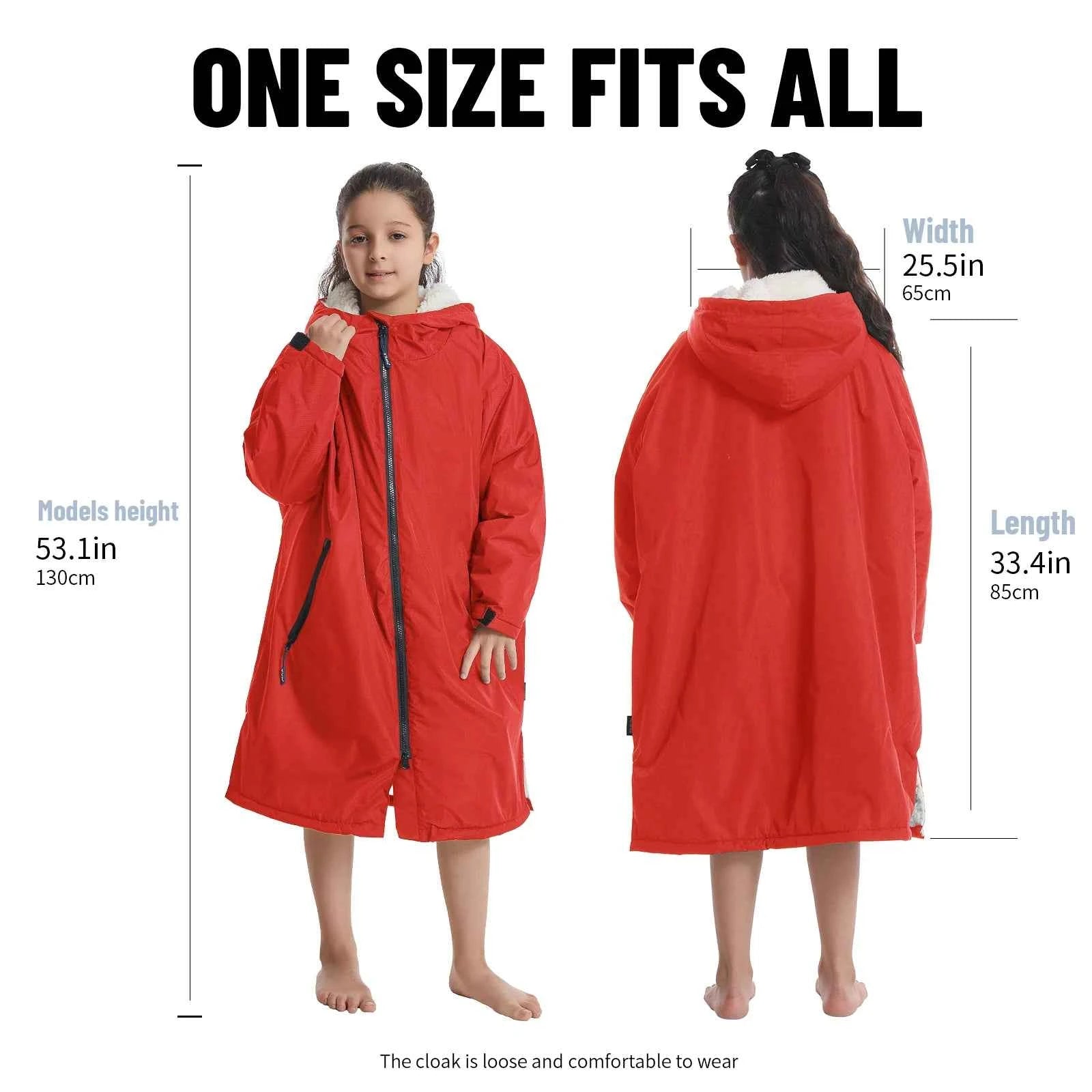 Waterproof Kids Changing Robe, Fluffy Wearable Blanket, Warm Soft Towel Hoodie , Swim Surf Poncho for 5-12 Years