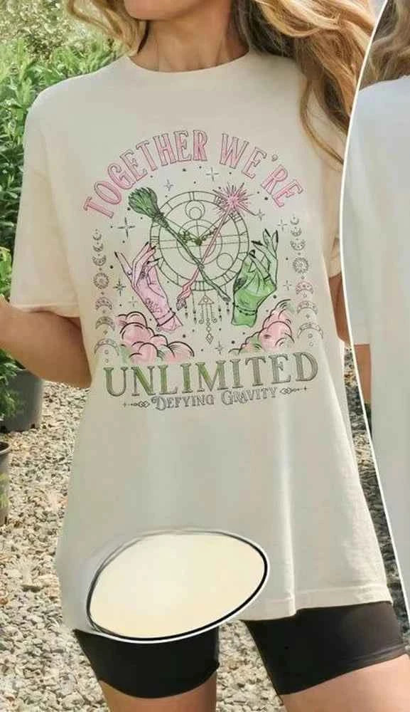 Wicked Together We’re Unlimited Comfort Shirts Defy Gravity Broomstick Magic Wand Tee Wizard Movie Fan Tee Y2K Top Streetwear