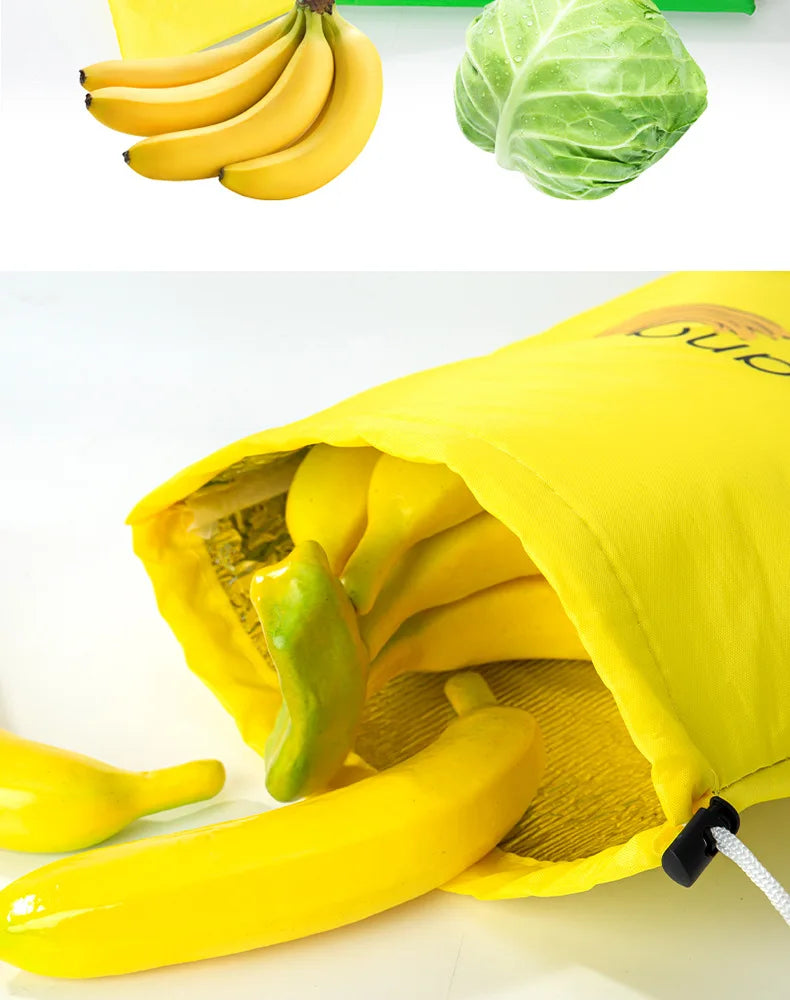 1/2/3/5Pcs Durable Yellow Banana Storage Bags Insulated Fruit Vegetable Fresh-keep Bundle Pocket Drawstring Banana Preserve Bag.