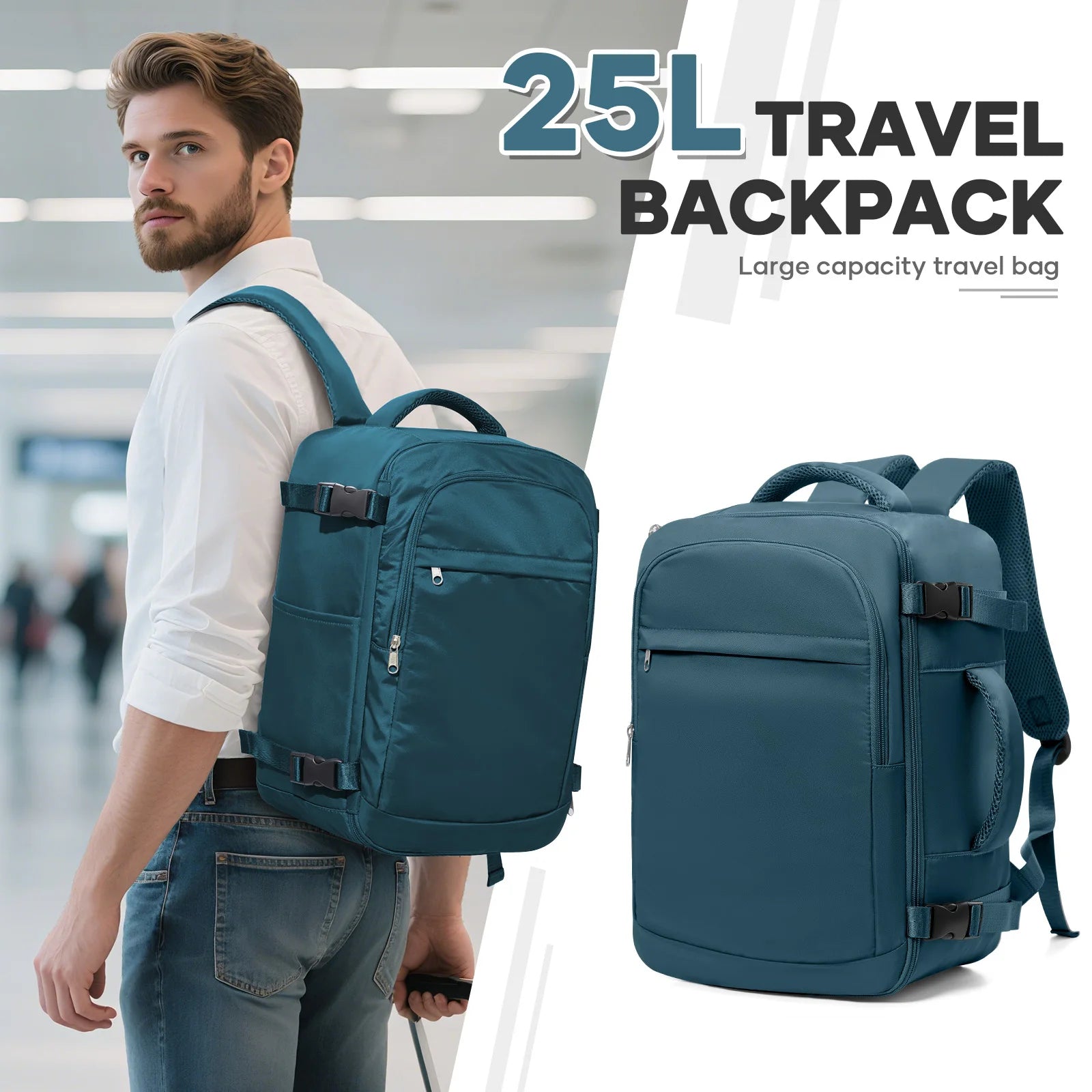 Under Seat Travel Backpack, Wizz 40x30x20 Airplane Travel Backpack Convenient Outdoor Men Laptop Backpack Outdoor Carry-On Bag