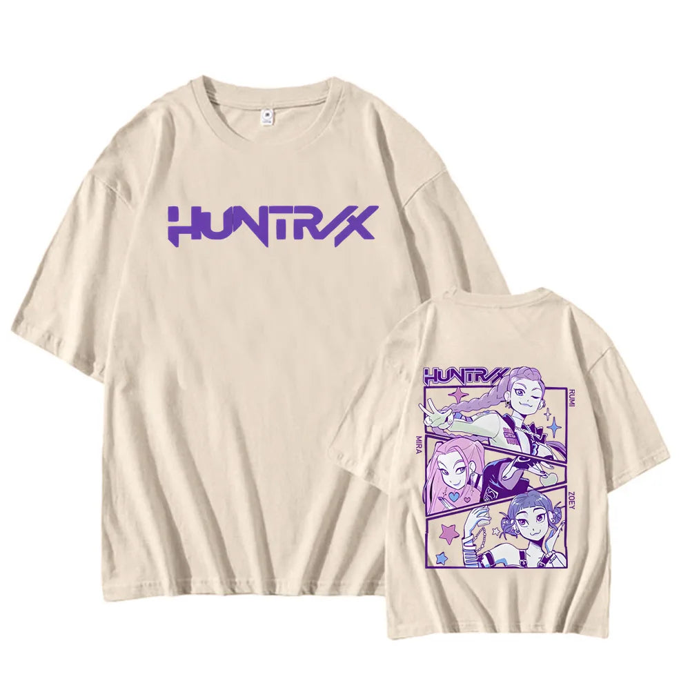 KPop Demon Hunters Huntrix Tees High Quality Cotton Short Sleeve Tshirts Women Men Clothing Streetwear Graphic Print T-shirts
