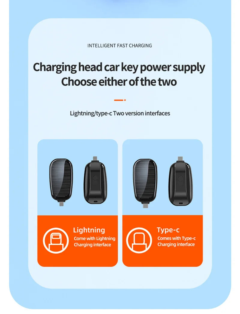 Solar Mini Power Bank Key Ring Portable Charger Compact Outdoor Camping External Battery Emergent Phone Powerbank 1200mAh 2025