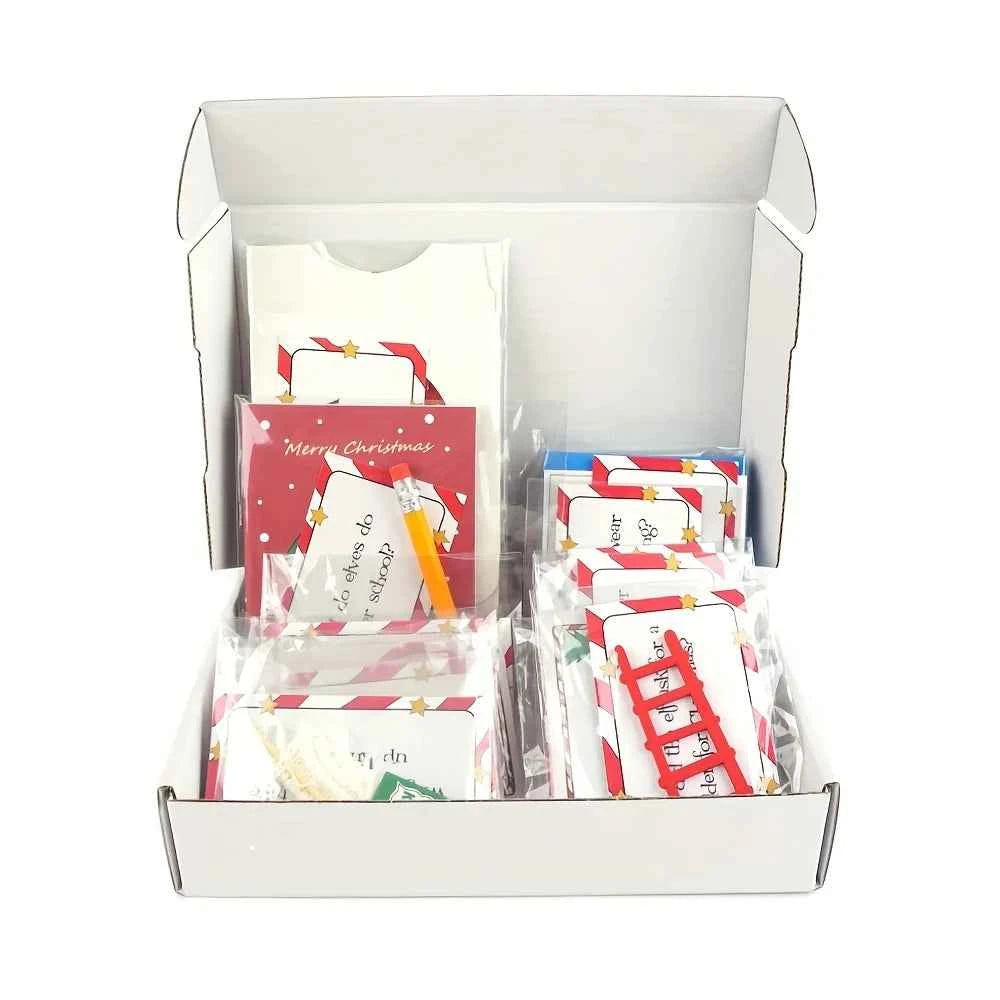 24-Day Christmas Countdown Kit,Elf Arrival Kit with Jokes and Surprises, Elf Set 24 Days of Christmas - Festive Home Decorations