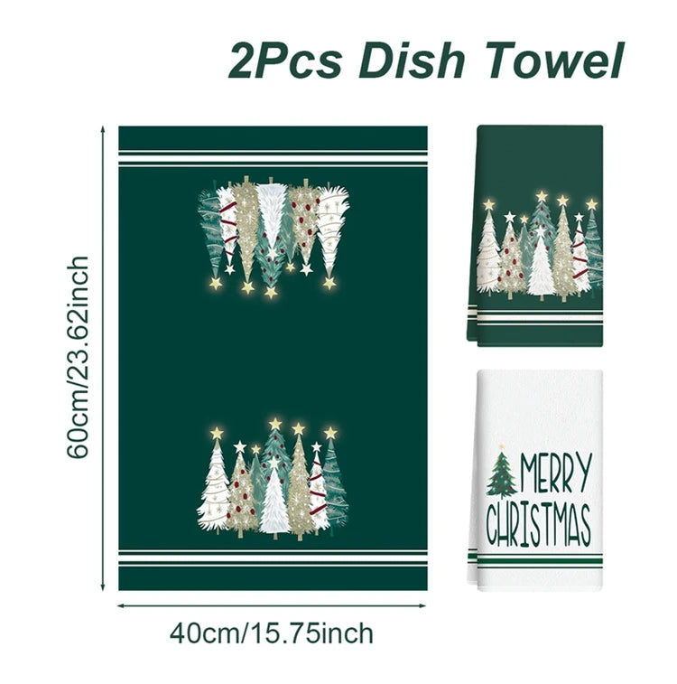 2pcs Christmas Kitchen Towels Merry Christmas Party Decoration 2025 Xmas Santa Claus Dish Towel Navidad Natal New Year Gift 2026 - YourGiftIdeasUK