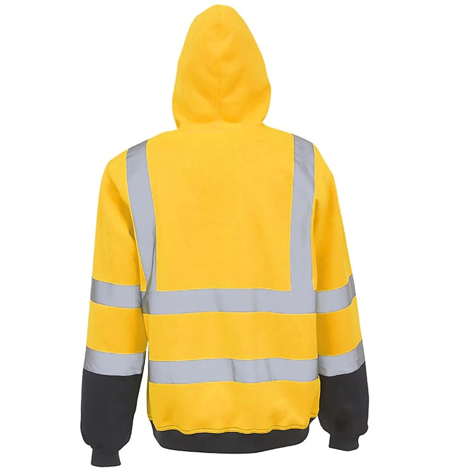 Men Reflective Stripe Hoodie Sweatshirt Long Sleeve Fitting Zipper Hooded Pullover Sanitation Workers Work Clothes Sweatshirt
