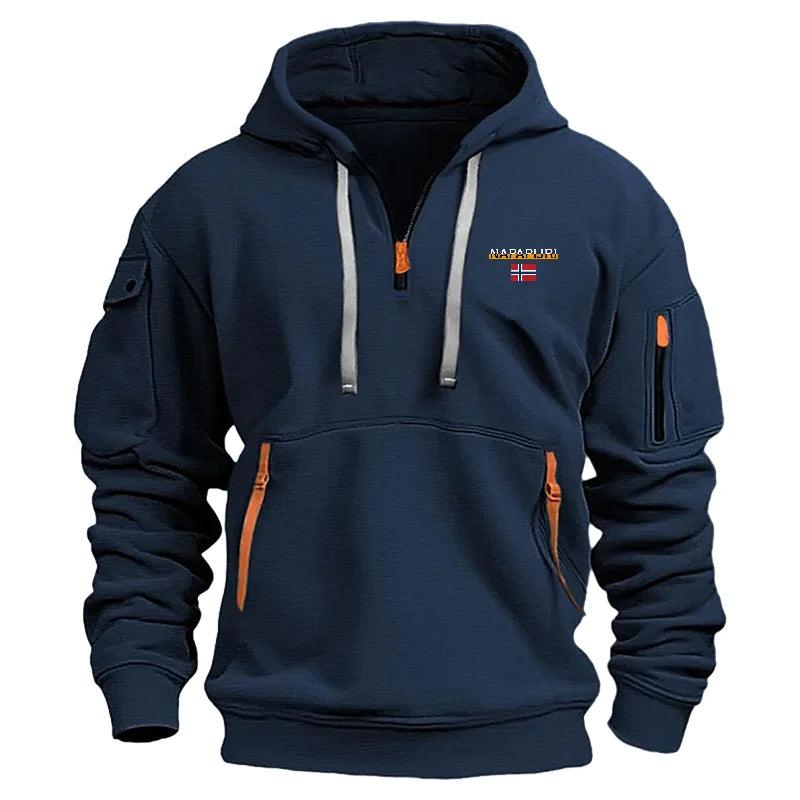 2024 Autumn/Winter Men's Casual Sports Hoodie Retro Harajuku Long Sleeve Zipper Multi Pocket Casual Fashion Loose Coat Street We - Your Gift Ideas