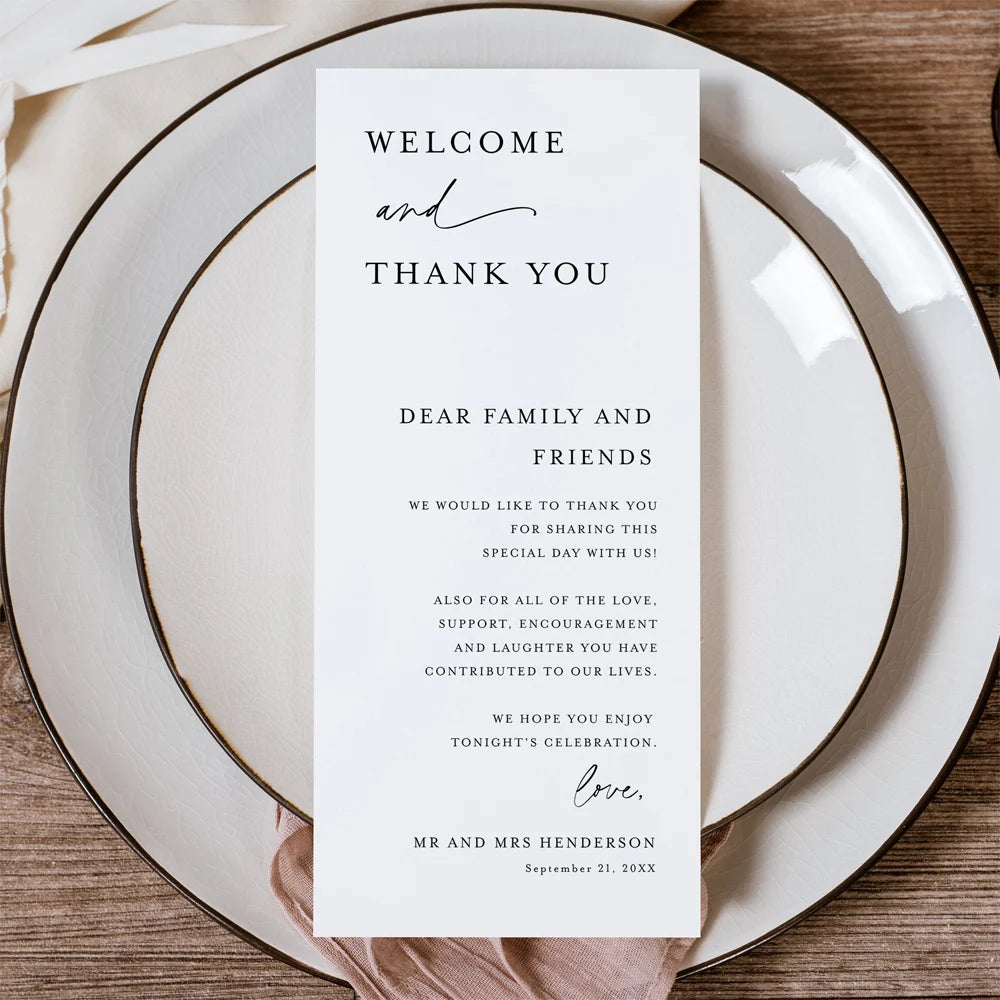 Personalized Minimalist Elegant Thank You Place Card Wedding Thank You Napkin Note Place Setting Table Card modern design