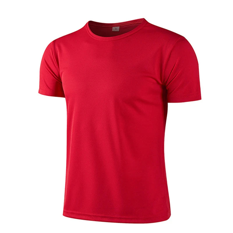 Men Short Sleeve Top Oversized White T-Shirt Man Casual Soild Shirt Quick Drying Gym Basketball t Shirts Soccer Tees Man Clothes