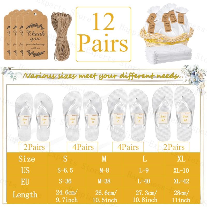 10-72Pairs Flip Flops for Wedding Guests Sandals Slippers with Cards  Bags Woman Men Wedding Favors Hen Beach Pool Party
