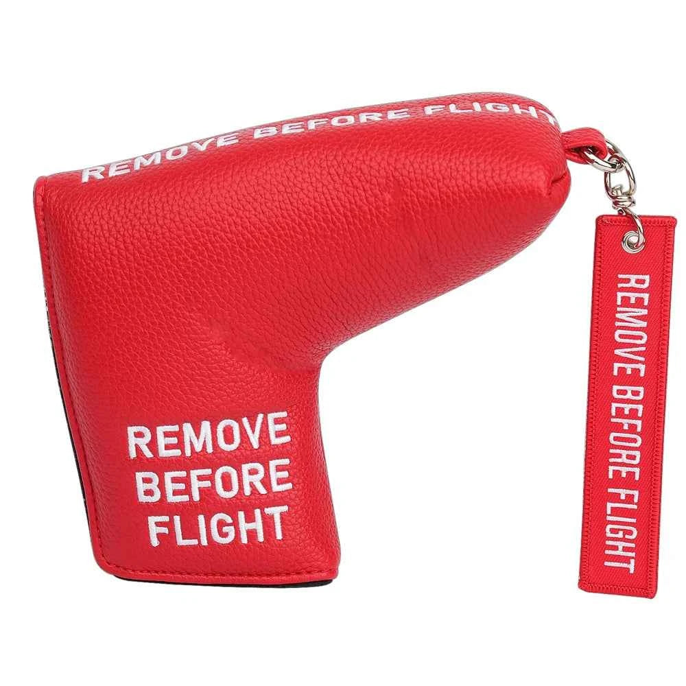Red Remove Before Flight Synthetic Leather Golf Headcover Square Large Mallet Blade Putter Headcover 460CC Driver covers