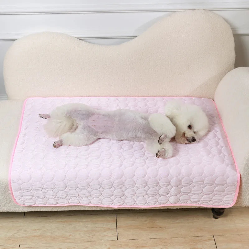 Summer Dog Cooling Mat Dog Cat Sleeping Pad Cool Ice Silk Moisture-proof Mattress Cushion Small Animal Cold Bed 5 Sizes