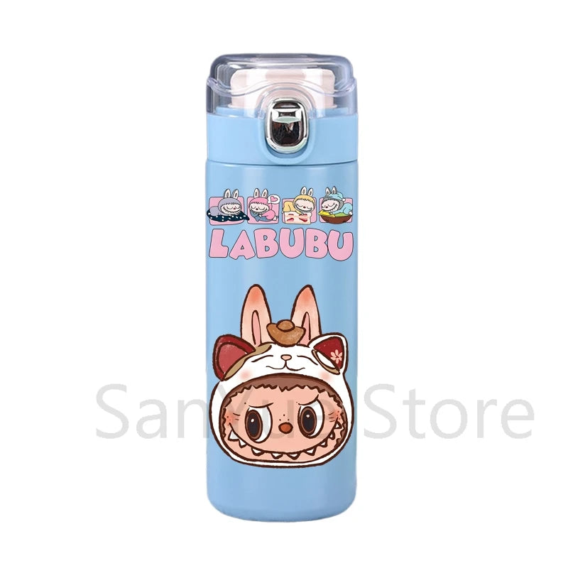 400Ml Water Bottle Cartoon Printed Thermos Cup Pocket Stainless Steel Thermal Coffee Mug Vacuum Insulated Flask Cup Kid Gift