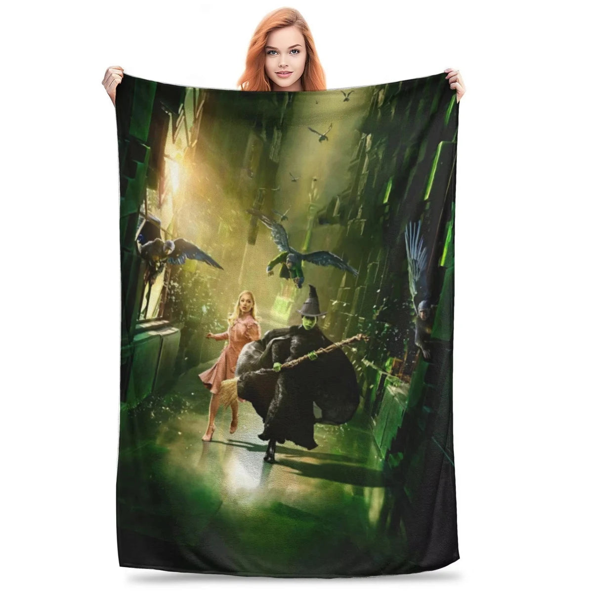Wicked Elphaba & Glinda Tonal Blanket Magic Movie Flannel Throw Blankets Bedspreads Printed Soft Warm Multifunction Quilt - YourGiftIdeasUK