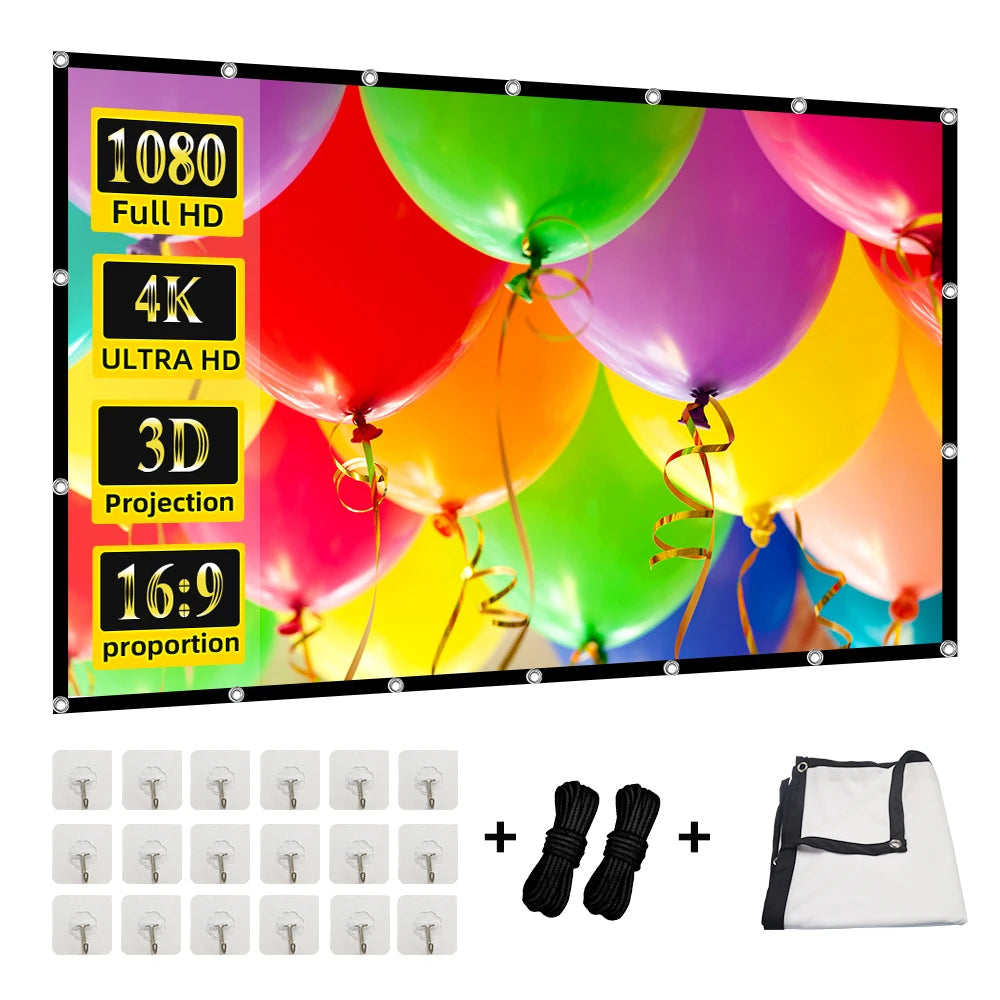 Projection Curtain 16 9 Ratio High-Density 60-200 Inch - YourGiftIdeasUK