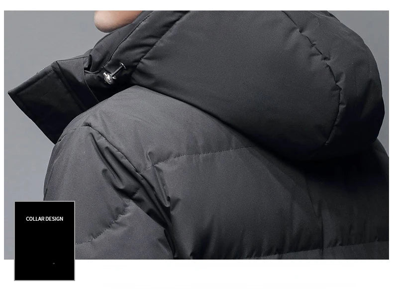 Men's Winter Long Down Jacket Brand Trendy Solid Color Hooded White Duck Down Parka Women Outdoor Ski Clothes Lightweight Coat