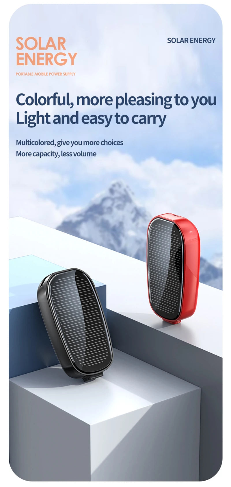 Solar Mini Power Bank Key Ring Portable Charger Compact Outdoor Camping External Battery Emergent Phone Powerbank 1200mAh 2025