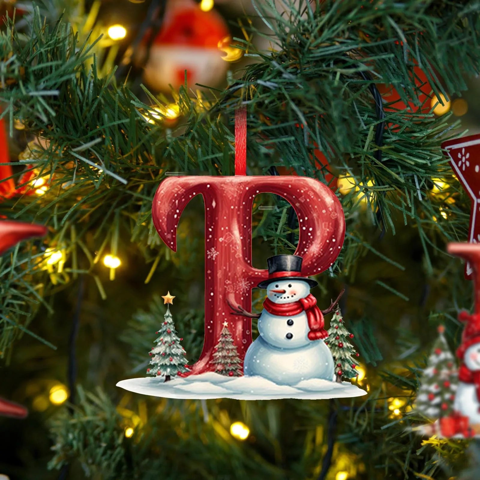 New Christmas Tree Decoration 2D Letter Pendant Acrylic 26 Letter Pendant Hanging Christmas Tree Ornament Accessories navidad - YourGiftIdeasUK