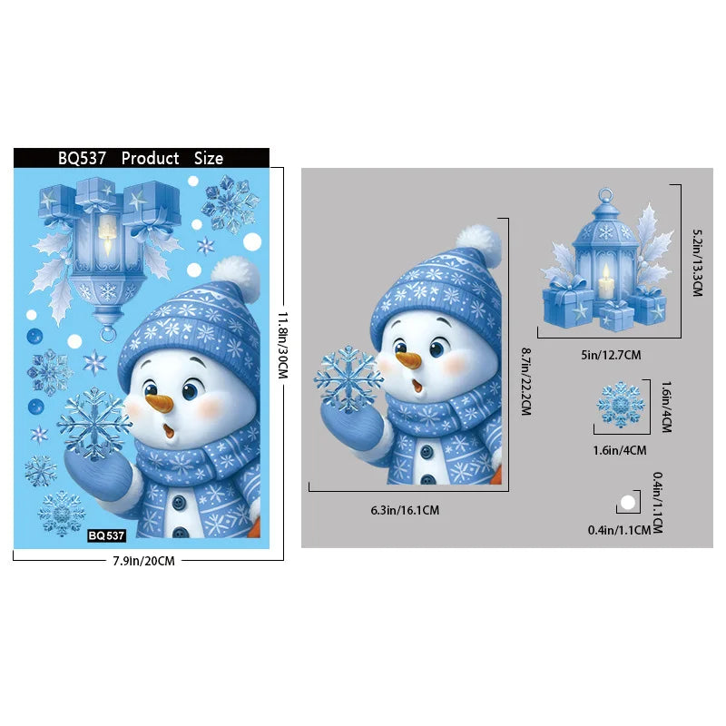 Merry Christmas Stickers Christmas Decoration 2025 Cartoon Snowman Santa Xmas Tree Claus Window Glass Door Wall Stickers Gifts - YourGiftIdeasUK