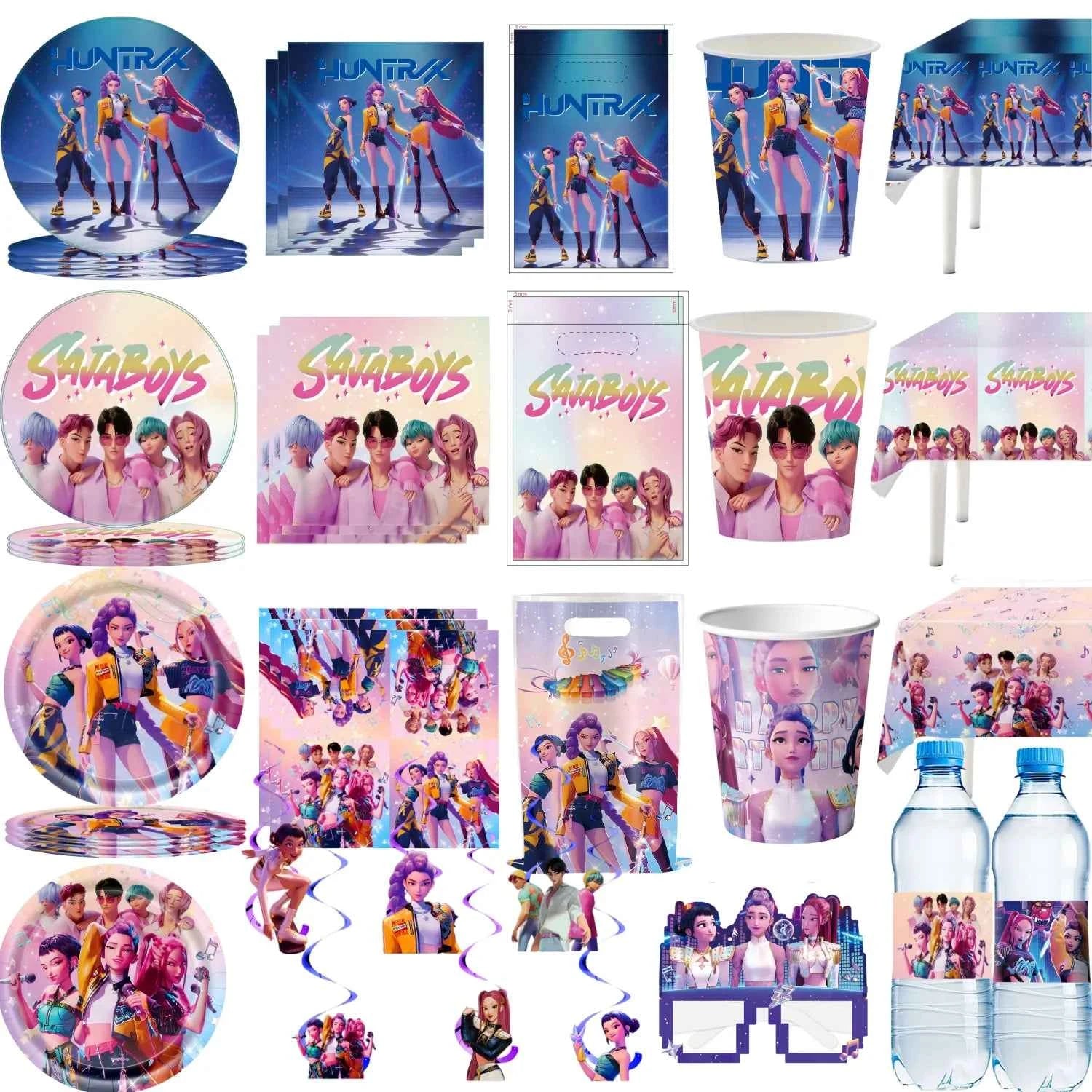 Birthday Decorations k pop demon hunters Birthday Table cloth Birthday Cup Plate Baby Shower Party Favors Kids Kpop Demon Hunter