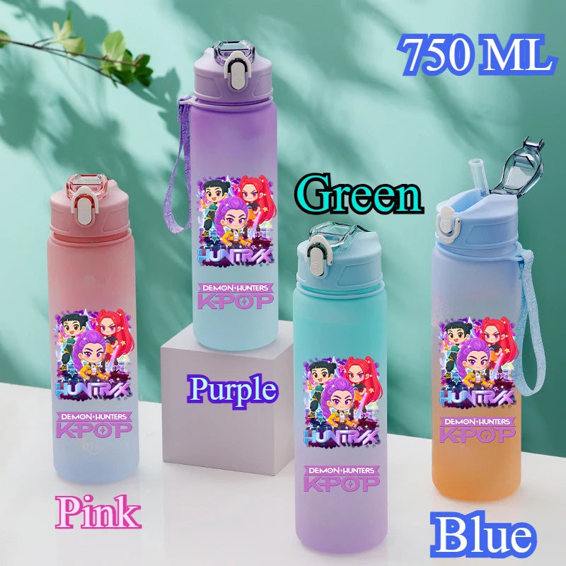 750ML KPop Demon Hunters Gradient Color Water Cup HUNTR/X Rumi Mira Zoey Jinu Drinking Bottle Saja Boys Tiger Kid Birthday Gift - YourGiftIdeasUK