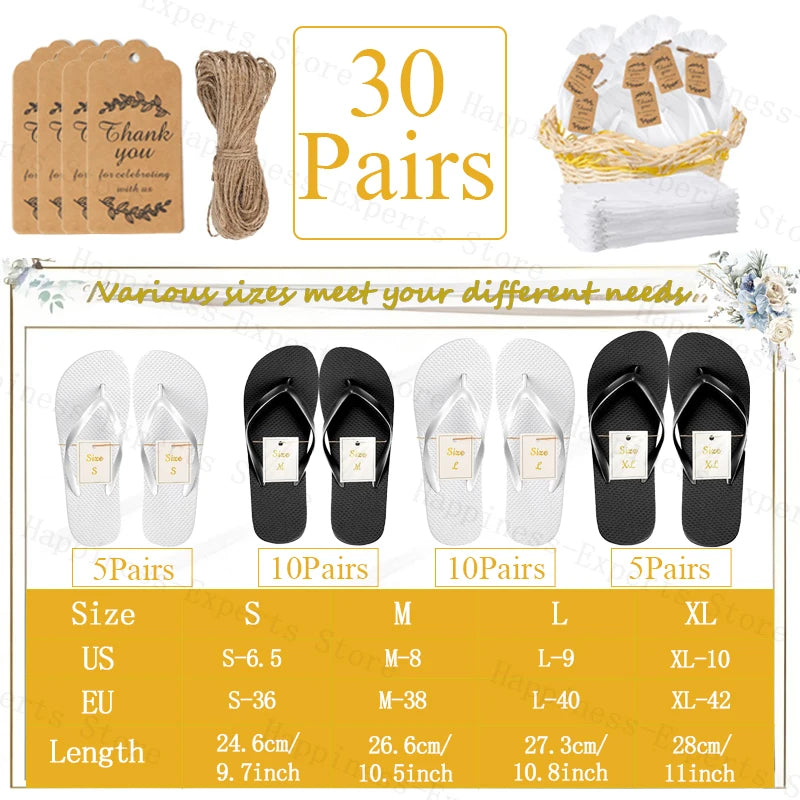 10-72Pairs Flip Flops for Wedding Guests Sandals Slippers with Cards  Bags Woman Men Wedding Favors Hen Beach Pool Party