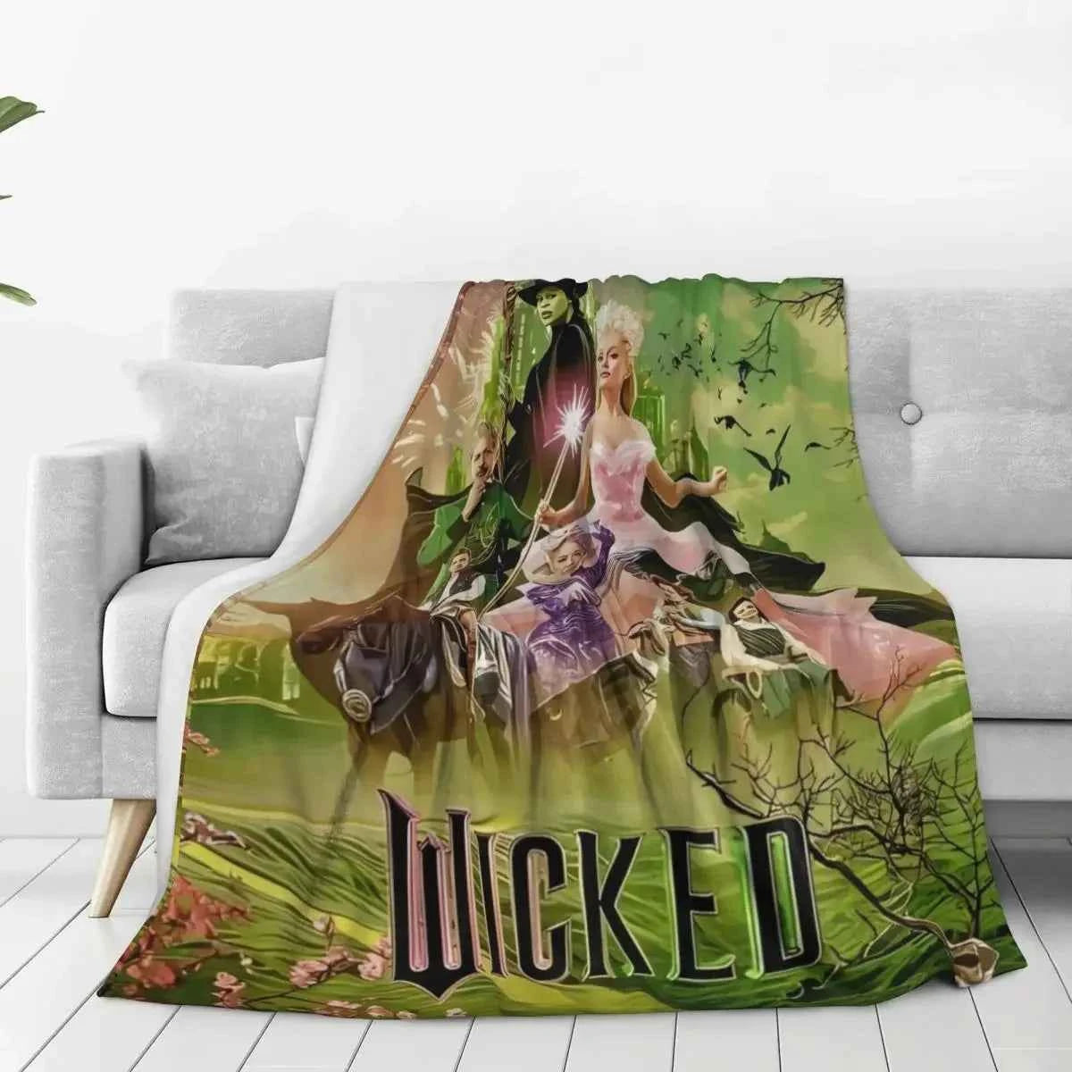 Soft Blanket Travel Wicked Elphaba & Glinda Tonal Throw Blanket Magic Movie Flannel Bedspread For Bedroom Aesthetic Bed Cover